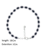 عصفور كريستال انسيال فضة عيار 925 بتصميم بيضاوي اسود مرصع بالزركون